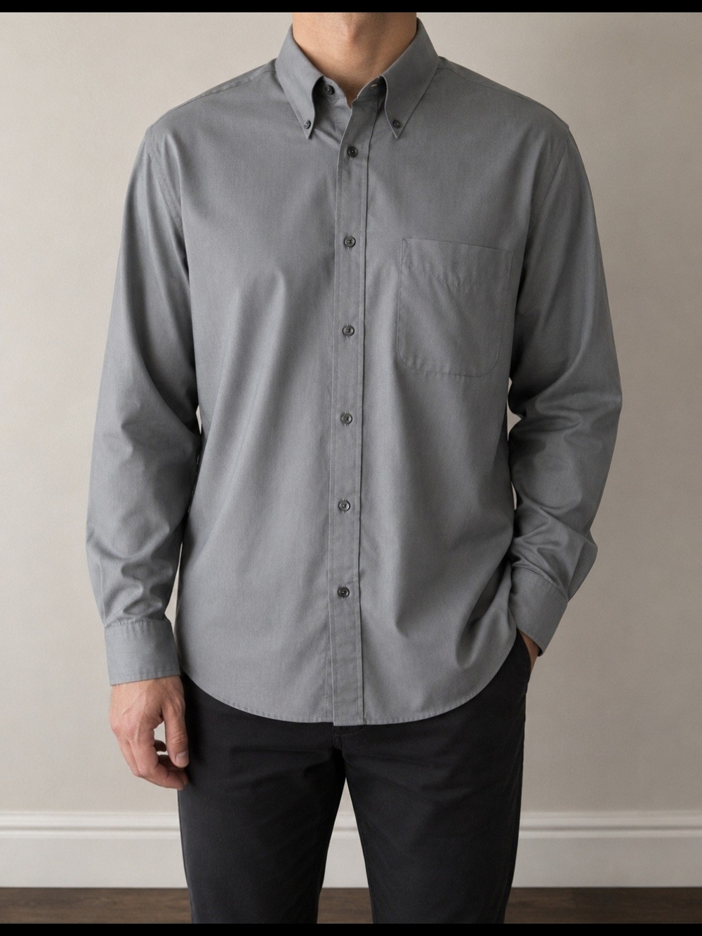 Enro Men's Button Down Shirt 17.5 XL Ultra Pinpoint Gray